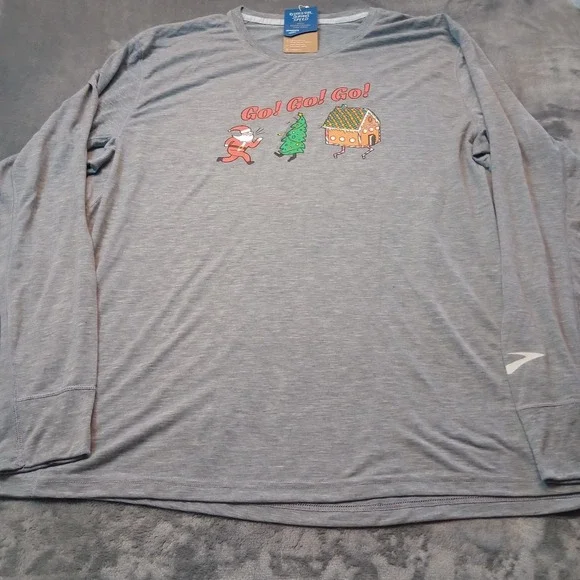 Brooks Women's‎ Run Merry Shirt Long Sleeves Christmas Holiday Active Size XXL - Picture 2 of 15